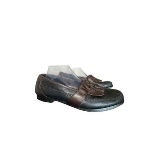 Vintage Frye Loafers Black Brown Tassel Slip On Oxford Dress Style Mens Sz 9.5 M